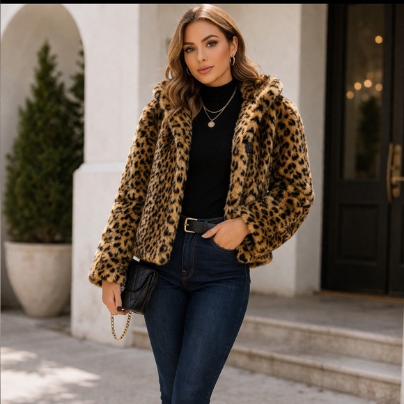 Zara Jackets & Blazers - Zara Leopard Print Faux Fur Bomber Jacket - Brown, Black